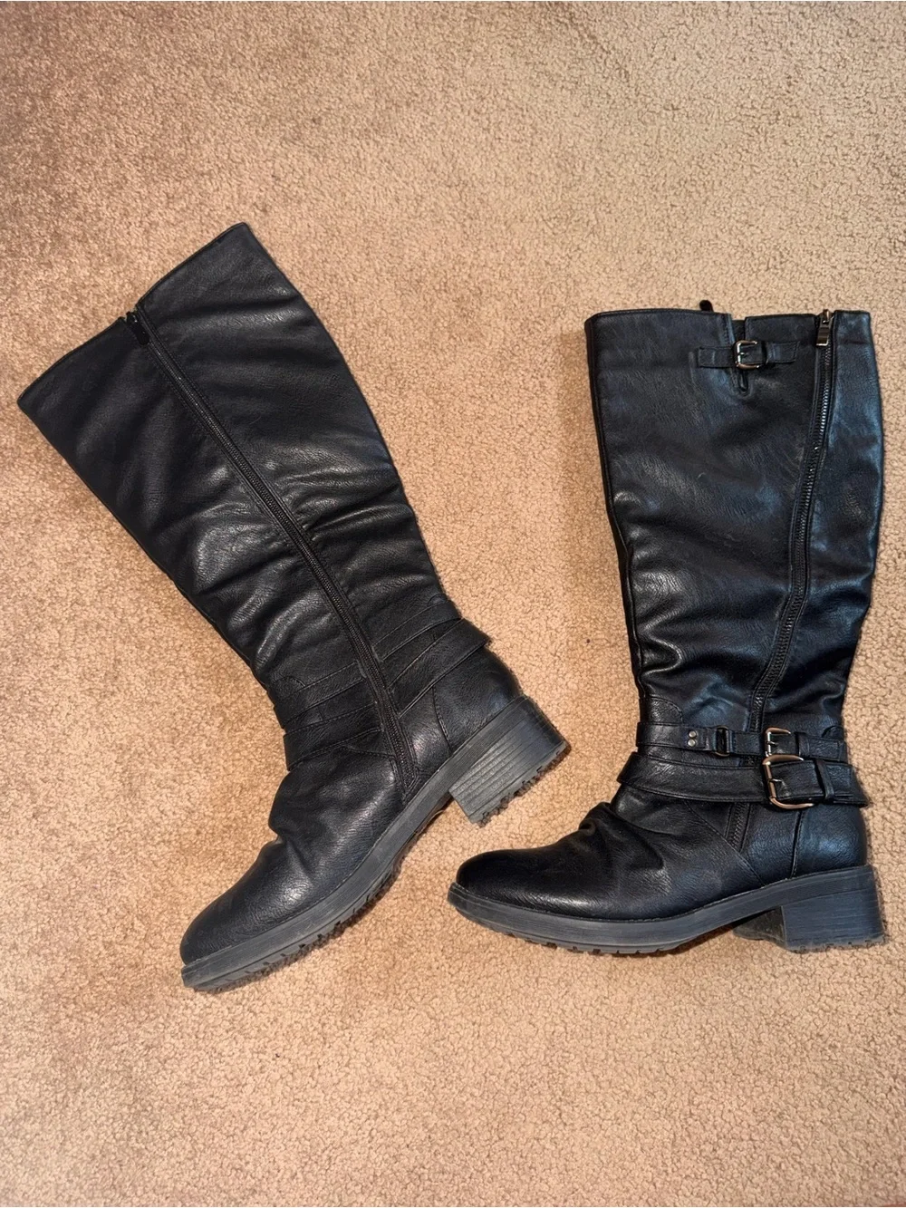 Dream Pairs Black Over-the-Knee Buckle Riding Boots